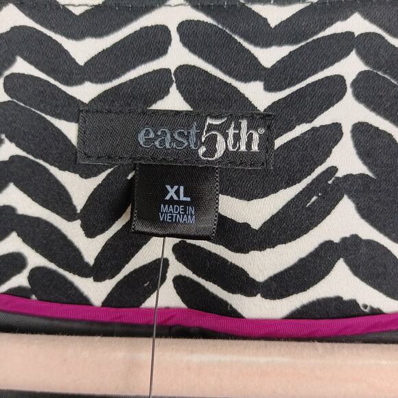 NWT EAST 5TH Womens XL Black White Belted Coat Jacket Chevron Buttons Lined - Picture 9 of 10